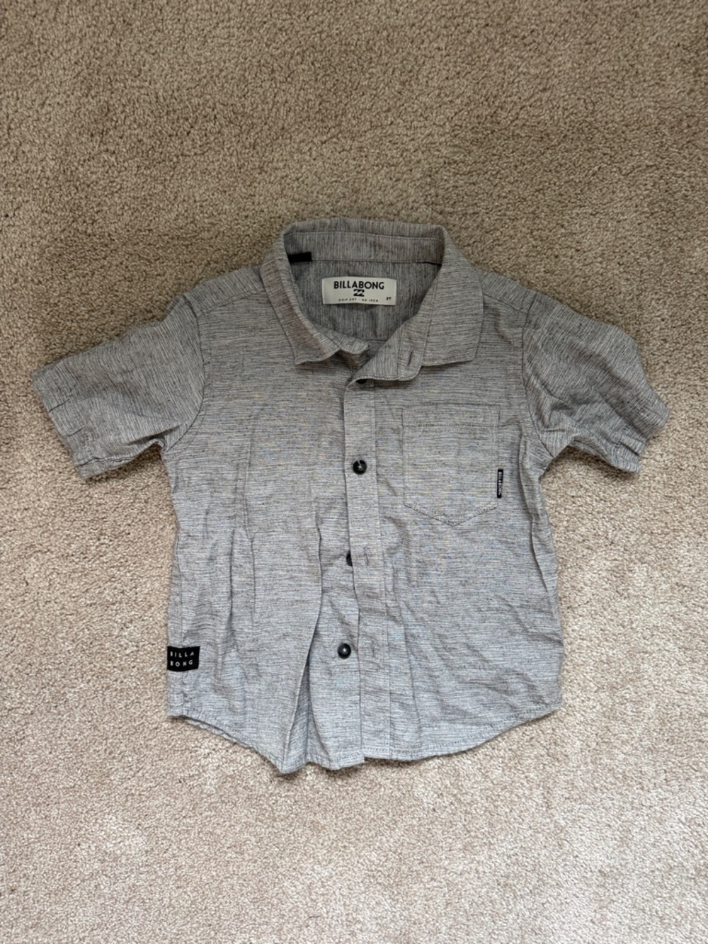 Billabong Kids Short-Sleeve Button Down in Light Gray